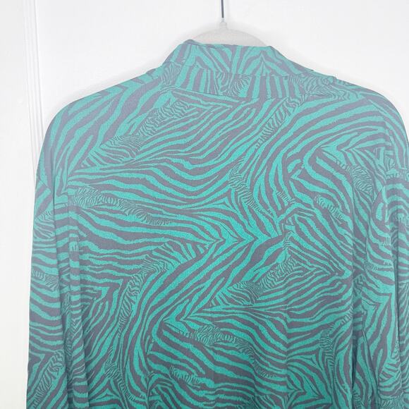 Ulla Popken Green Black Zebra Animal Print Cardigan Layering Lagenlook 24 26 - Picture 12 of 12